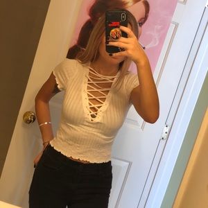 Project Social T Criss cross crop top